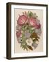 Pink Convolvulus (Bindweed) and Blue and White Campanula Medium Canterbury Bell) Depicted with Bees-null-Framed Art Print