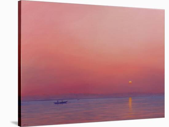 Pink Dawn on the Ganges-Derek Hare-Stretched Canvas