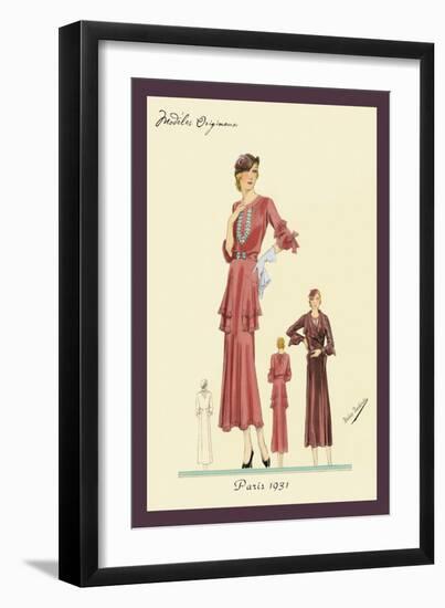 Pink Daytime Dress and Overcoat-null-Framed Art Print