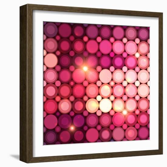 Pink Disco Circles Abstract Background-art_of_sun-Framed Art Print