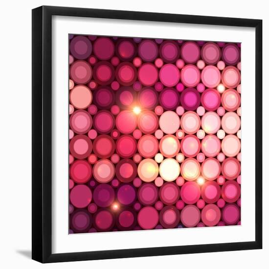 Pink Disco Circles Abstract Background-art_of_sun-Framed Art Print