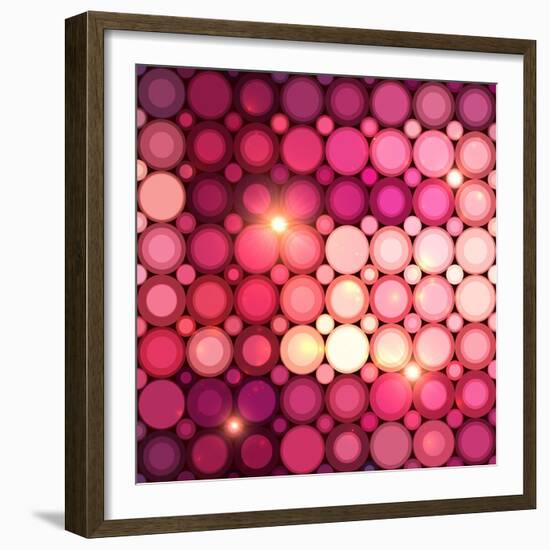 Pink Disco Circles Abstract Background-art_of_sun-Framed Premium Giclee Print