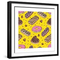 Pink Donut. Yummy Colorful Cute-Katya Ulitina-Framed Premium Giclee Print