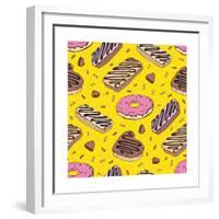 Pink Donut. Yummy Colorful Cute-Katya Ulitina-Framed Premium Giclee Print