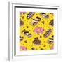 Pink Donut. Yummy Colorful Cute-Katya Ulitina-Framed Premium Giclee Print