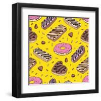 Pink Donut. Yummy Colorful Cute-Katya Ulitina-Framed Art Print