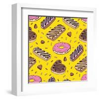 Pink Donut. Yummy Colorful Cute-Katya Ulitina-Framed Art Print