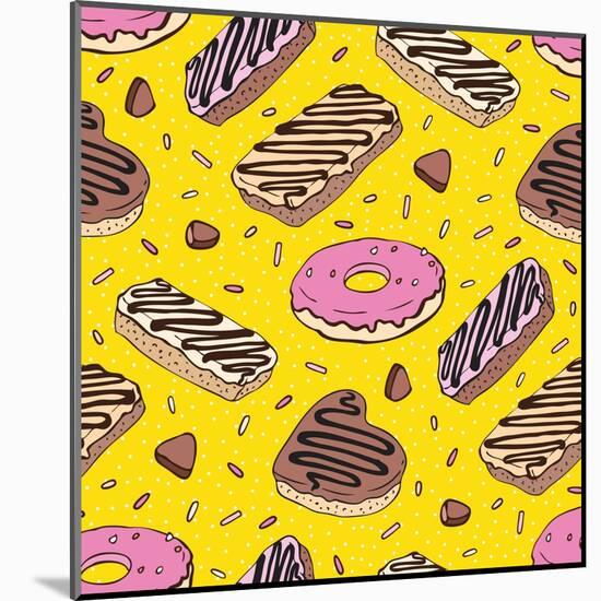 Pink Donut. Yummy Colorful Cute-Katya Ulitina-Mounted Art Print