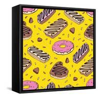 Pink Donut. Yummy Colorful Cute-Katya Ulitina-Framed Stretched Canvas