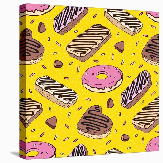 Pink Donut. Yummy Colorful Cute-Katya Ulitina-Stretched Canvas