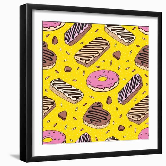 Pink Donut. Yummy Colorful Cute-Katya Ulitina-Framed Art Print