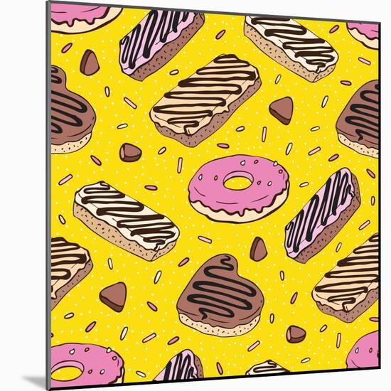 Pink Donut. Yummy Colorful Cute-Katya Ulitina-Mounted Art Print