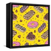 Pink Donut. Yummy Colorful Cute-Katya Ulitina-Framed Stretched Canvas