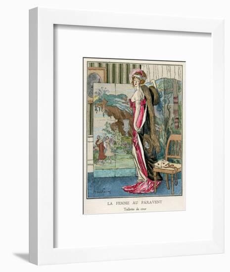 Pink Dress and Screen 1912-Abel Faivre-Framed Art Print