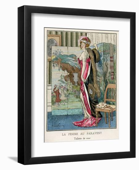 Pink Dress and Screen 1912-Abel Faivre-Framed Art Print