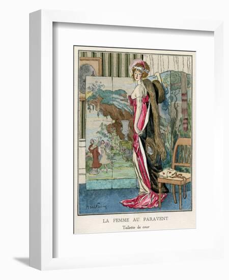 Pink Dress and Screen 1912-Abel Faivre-Framed Art Print