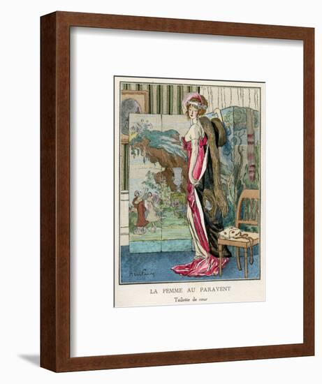 Pink Dress and Screen 1912-Abel Faivre-Framed Art Print