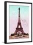 Pink Eiffel Tower, French Vintage Postcard Collage-Piddix-Framed Premium Giclee Print