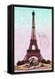 Pink Eiffel Tower, French Vintage Postcard Collage-Piddix-Framed Stretched Canvas