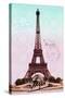 Pink Eiffel Tower, French Vintage Postcard Collage-Piddix-Stretched Canvas