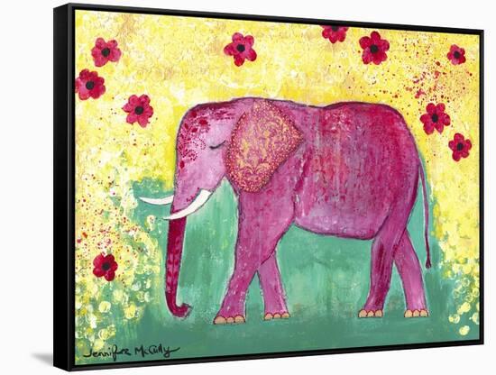 Pink Elephant-Jennifer McCully-Framed Stretched Canvas