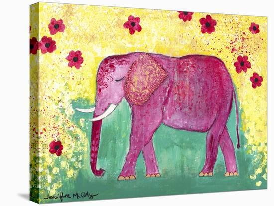 Pink Elephant-Jennifer McCully-Stretched Canvas