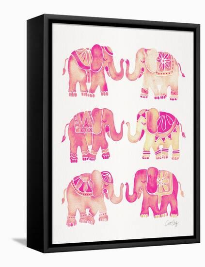 Pink Elephants-Cat Coquillette-Framed Stretched Canvas