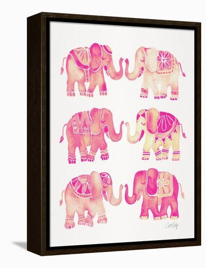 Pink Elephants-Cat Coquillette-Framed Stretched Canvas