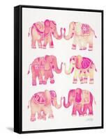 Pink Elephants-Cat Coquillette-Framed Stretched Canvas