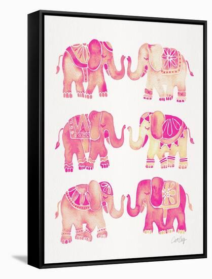 Pink Elephants-Cat Coquillette-Framed Stretched Canvas