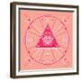 Pink Evil Eye Mandala-Cat Coquillette-Framed Giclee Print