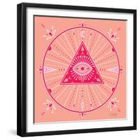 Pink Evil Eye Mandala-Cat Coquillette-Framed Giclee Print