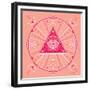 Pink Evil Eye Mandala-Cat Coquillette-Framed Giclee Print