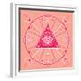 Pink Evil Eye Mandala-Cat Coquillette-Framed Giclee Print