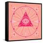 Pink Evil Eye Mandala-Cat Coquillette-Framed Stretched Canvas