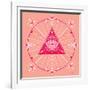 Pink Evil Eye Mandala-Cat Coquillette-Framed Giclee Print