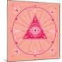 Pink Evil Eye Mandala-Cat Coquillette-Mounted Giclee Print