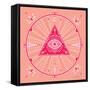 Pink Evil Eye Mandala-Cat Coquillette-Framed Stretched Canvas