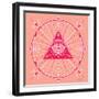 Pink Evil Eye Mandala-Cat Coquillette-Framed Giclee Print