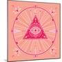 Pink Evil Eye Mandala-Cat Coquillette-Mounted Giclee Print