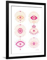 Pink Evil Eyes-Cat Coquillette-Framed Art Print