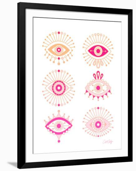 Pink Evil Eyes-Cat Coquillette-Framed Art Print