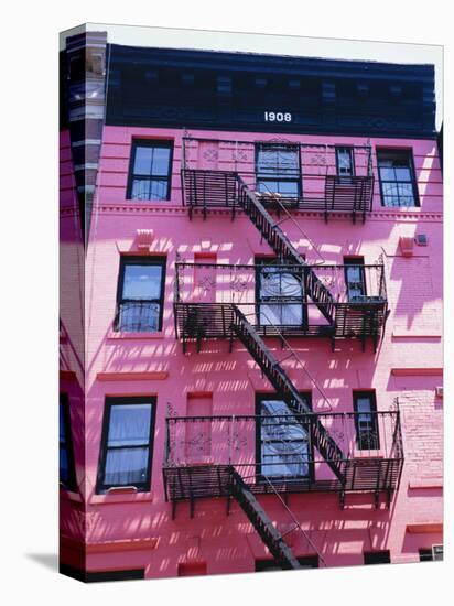 Pink Facade and Stairs in Soho, New York, New York State, USA-I Vanderharst-Stretched Canvas