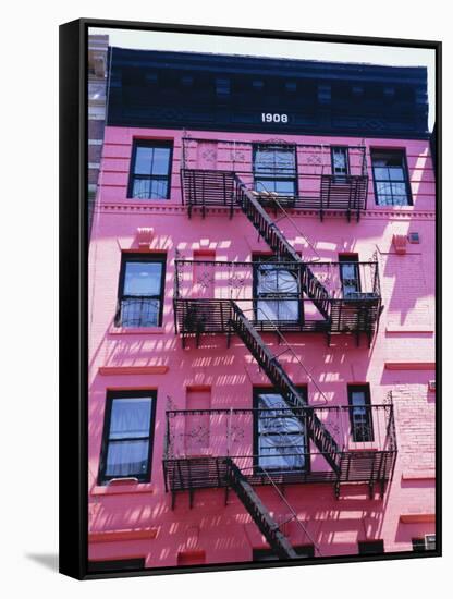 Pink Facade and Stairs in Soho, New York, New York State, USA-I Vanderharst-Framed Stretched Canvas