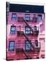 Pink Facade and Stairs in Soho, New York, New York State, USA-I Vanderharst-Stretched Canvas