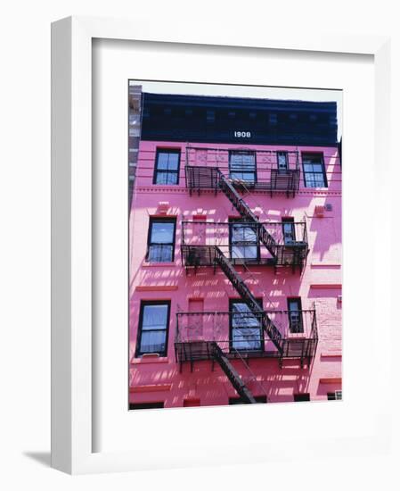 Pink Facade and Stairs in Soho, New York, New York State, USA-I Vanderharst-Framed Photographic Print