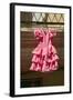 Pink flamenco dress for little girl hangs in Centro old district of Sevilla Spain-null-Framed Photographic Print