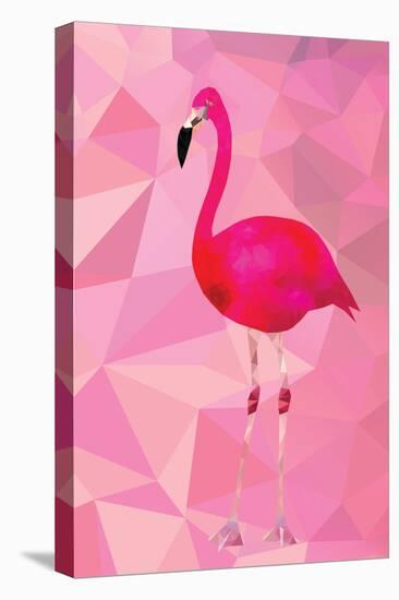 Pink Flamingo Bird Triangle Vector Poster-Moetz-Stretched Canvas