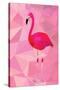 Pink Flamingo Bird Triangle Vector Poster-Moetz-Stretched Canvas