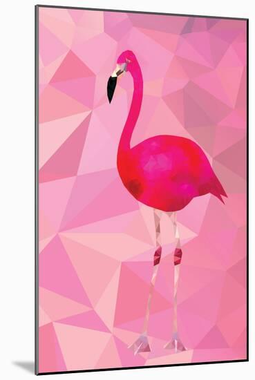 Pink Flamingo Bird Triangle Vector Poster-Moetz-Mounted Art Print